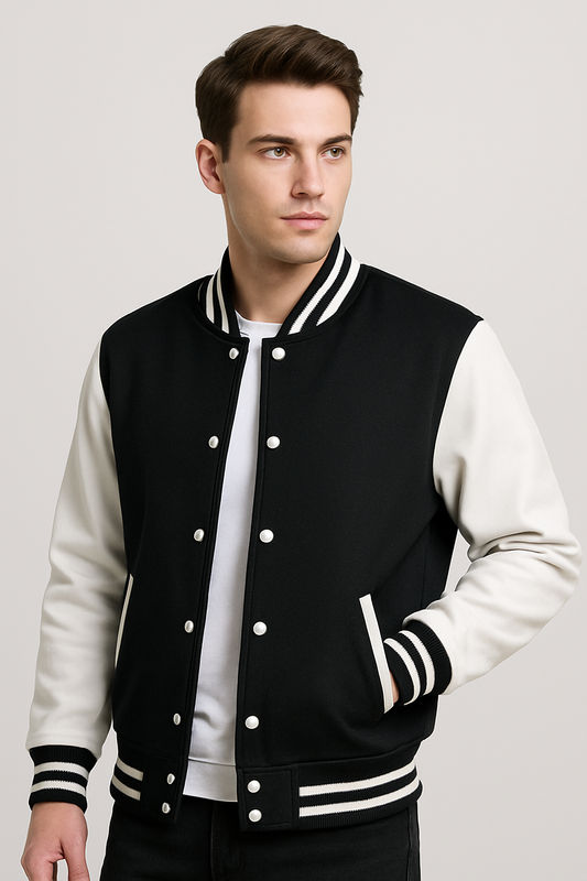 Black Varsity Jacket – Unisex | Premium Wool Blend | Custom Bulk Wear