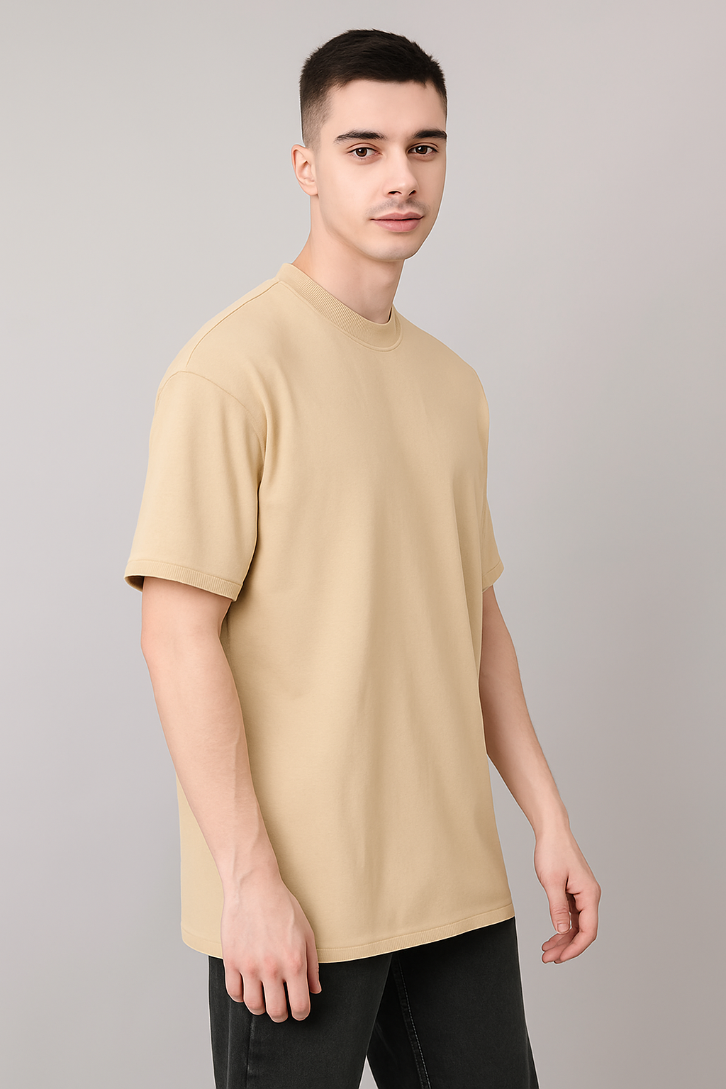 Oversized Beige T-shirt – 100% Cotton | Unisex | Perfect for Bulk Orders