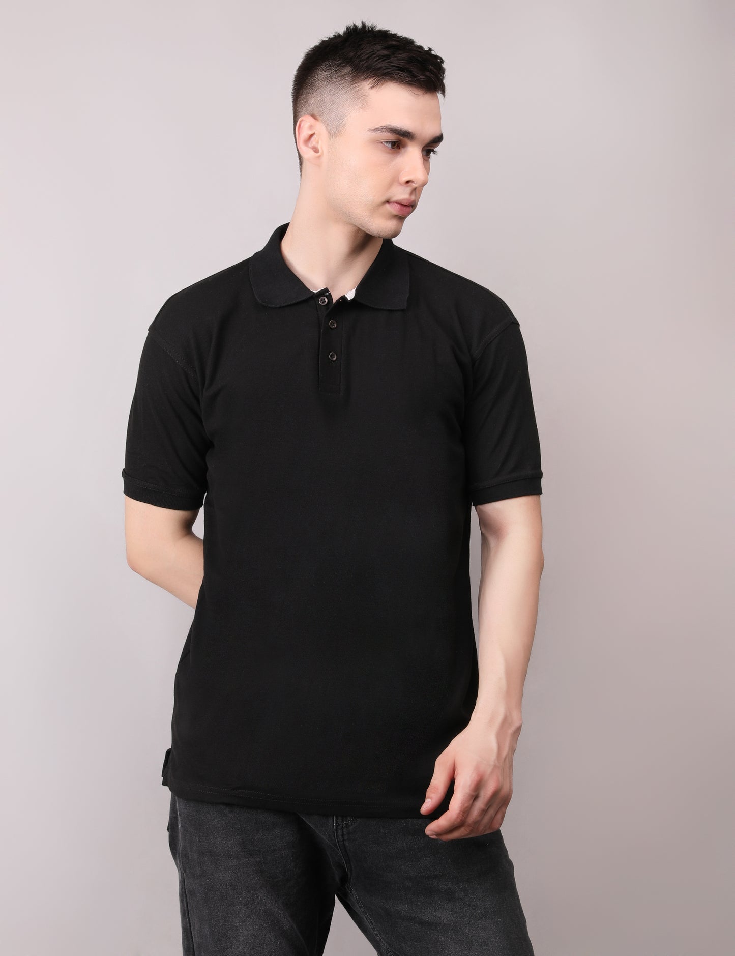 Polo Black T-shirt – Unisex | 100% Cotton Piqué | Premium Bulk Wear