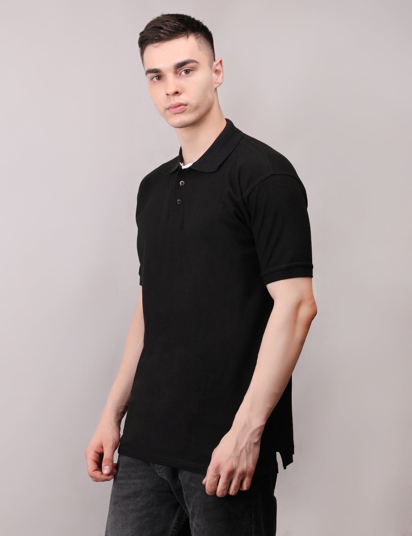 Polo Black T-shirt – Unisex | 100% Cotton Piqué | Premium Bulk Wear