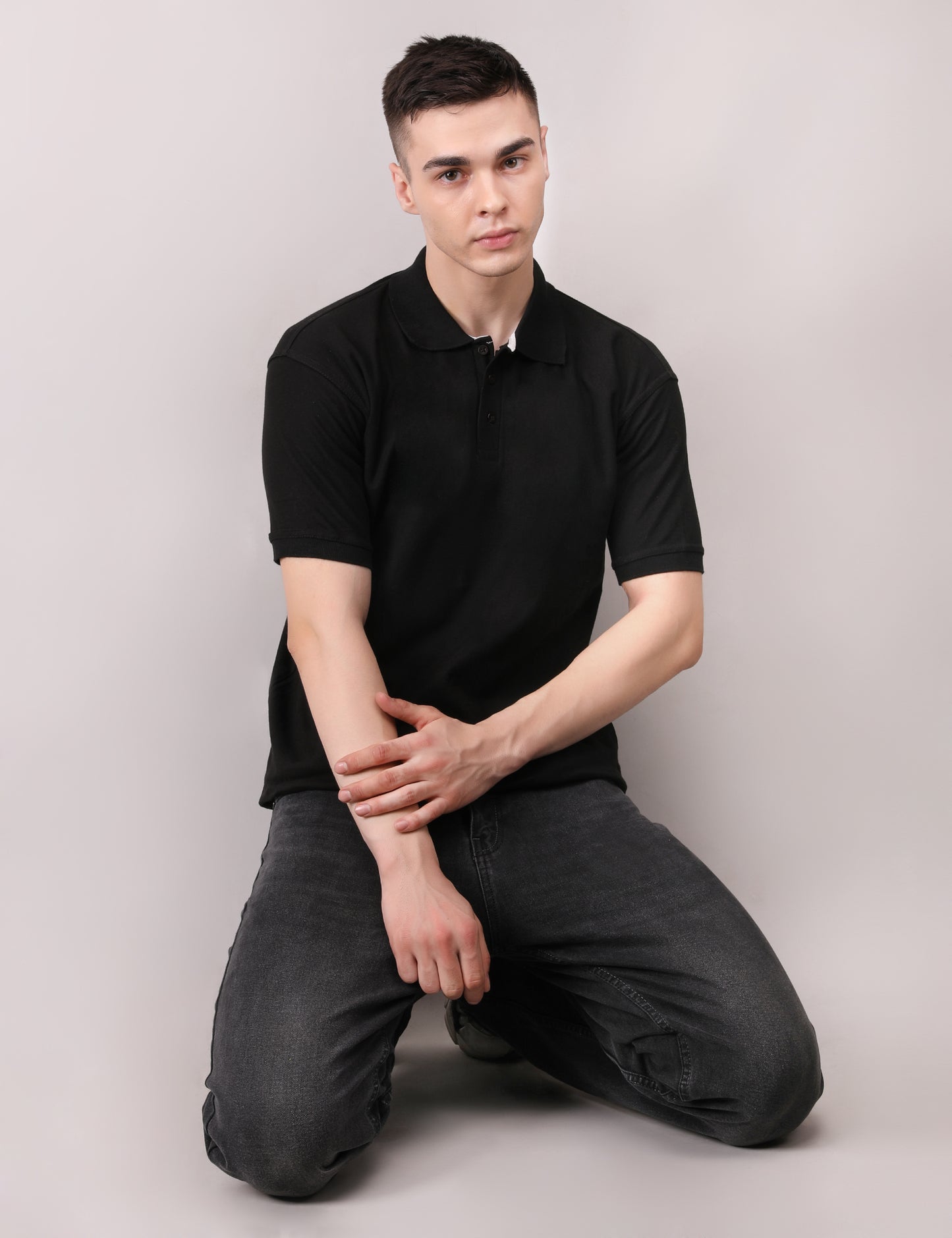 Polo Black T-shirt – Unisex | 100% Cotton Piqué | Premium Bulk Wear
