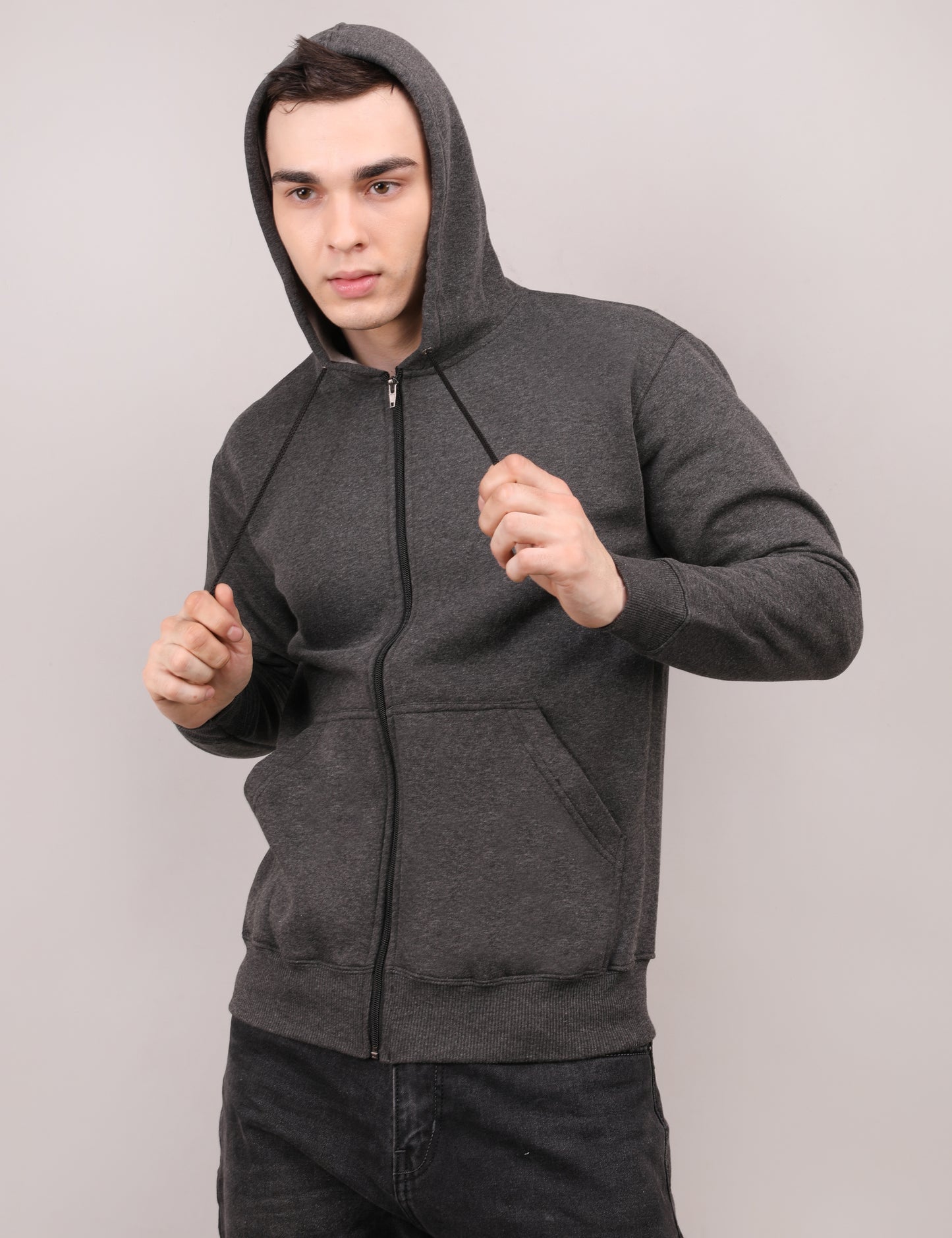 Gray Zipper Hoodie – Unisex | 100% Cotton Fleece | Custom Bulk Wear