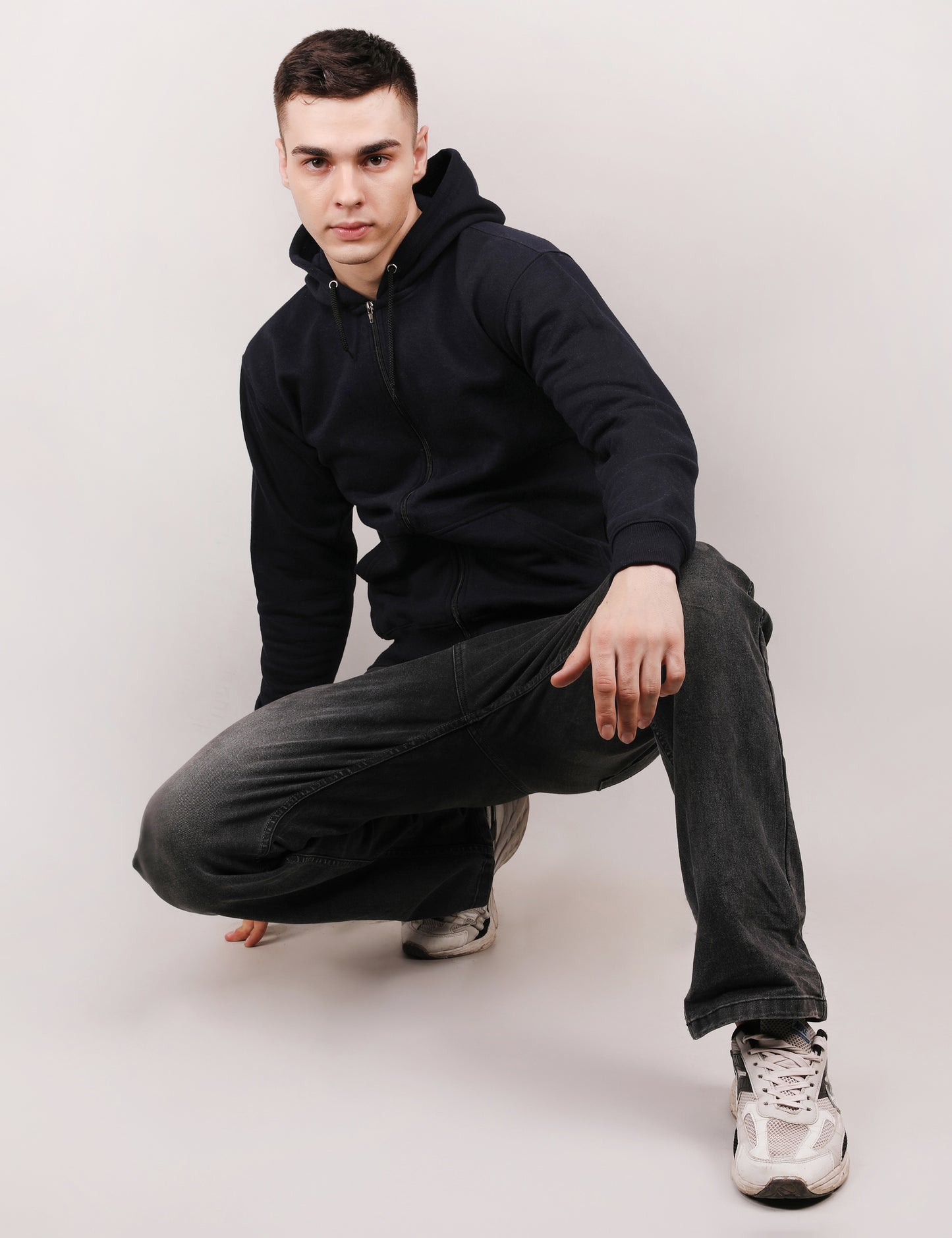 Navy Blue Zipper Hoodie – Unisex | 100% Cotton Fleece | Custom Bulk Wear