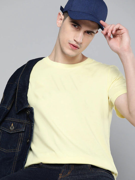 Round Neck Pale Yellow T-shirt – Unisex | 100% Cotton | Ideal for Bulk Custom Orders